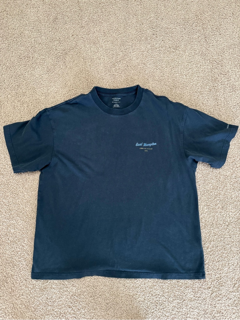American Eagle Men's Blue Size L Short Sleeve Crew Neck Graphic Logo AE Boxy Tee